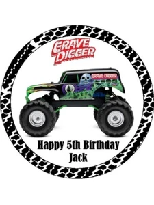 Monster Trucks Grave Diggers Edible Cake Topper Icing Cake Decorations (3 Sizes) - Picture 1 of 6