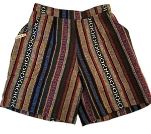 Color of Heat Woven Shorts Pull On Elastic Waist Pockets Striped Boho HIppie XS - Picture 1 of 7