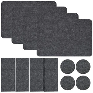 4er Filz Tischset mit Untersetzer Bestecktasche 43x30 cm Stoff Set Platzset Grau - Bild 1 von 9