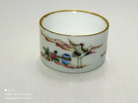 Hand Painted Porcelain Bird Feeder Bowl for Chinese Bamboo Bird Cage Crane Cover