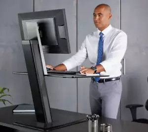 WorkPro Adjustable Height Sit Stand Up Desk Computer Desk Single Monitor New - Picture 1 of 4