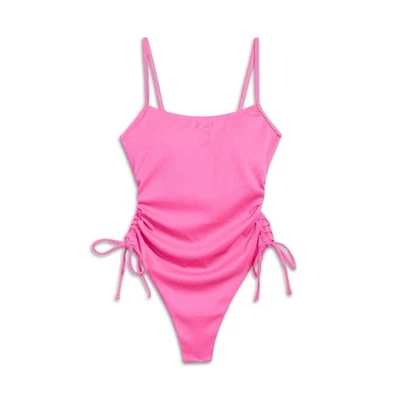 Traje de baño PUMA de una pieza acanalado lateral rosa informal atlético 94205301 Foto 1 de 2