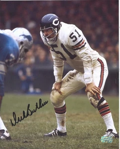 Dick Butkus autographed 8x10 photo football Chicago Bears white jersey HandsKnee - Picture 1 of 2