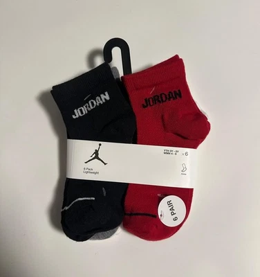 Paquete de 6 calcetines tobilleros acolchados de baloncesto Nike Air Jordan corte cuarto Foto 1 de 3