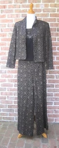 Traje Pantalones Chaqueta Top St John Evening 3 Piezas Talla 8 Negro Dorado Tejido Lentejuelas - Imagen 1 de 11