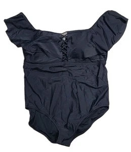 Bañador Raisins Curve Plus 16w Negro Fuera del Hombro Una Pieza - Imagen 1 de 6