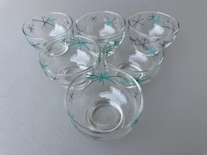 6 Vintage MCM Salem NORTH STAR Atomic Starburst Sherbet Small Dishes / Nut Bowl - Picture 1 of 6