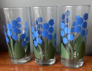 3 Anchor Hocking - blaue NINA FLORAL 6 1/4" Tumbler Gläser - 1983 - Bild 1 von 14