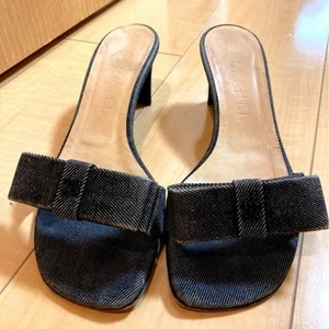 Chanel Denim Ribbon Mules, Vintage Sandals Size 23cm Used - Picture 1 of 4