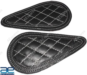 Juego de rodilleras de cuero genuino para tanque negras para Royal Enfield Super Meteor 650 - Imagen 1 de 7