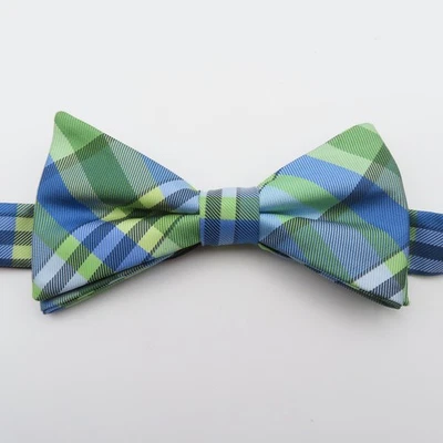 Gravata borboleta Stafford poliéster azul verde amarelo 2,25" de largura pré-amarrada - Imagem 1 de 4