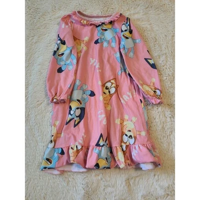 Bluey and Bingo pink girl's size 4 pajama long sleeved nightgown  - Image 1 of 3