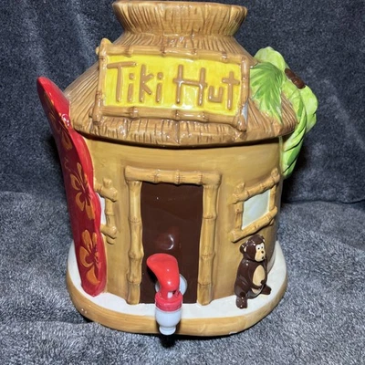 Dispensador de bebidas de cerámica Tiki Hut de 2 galones objetivo hogar mono tabla de surf palma Foto 1 de 4