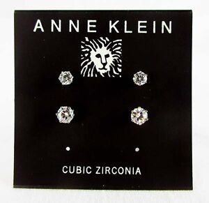 Anne Klein Gold-Tone Cubic Zirconia Round Stud Earrings Msrp $26.00