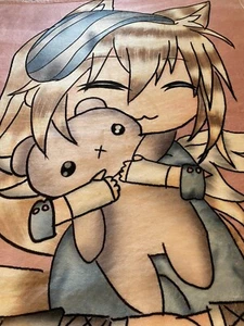 Gacha Kawaii Cute Anime Girl W Teddy Fleece Blanket Pink White 40” X 53.5” - Picture 1 of 10