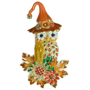 Colgante de pasador Kirks Folly Enchanted Woodland Búho tono dorado flores y hojas de otoño - Imagen 1 de 5