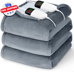 XHeated Electric Blanket Queen King Twin Full Heating Blanket with Dual Control - Picture 1 of 22
