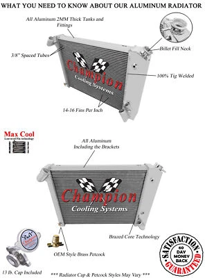 Radiador Atom Champion 4 filas para Chevrolet Corvette 1966-1968 motor V8 #MC615 Foto 1 de 4