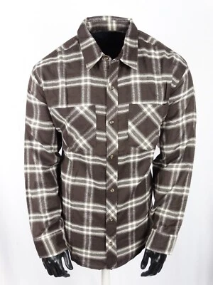 Flannel Mens Western Brown Long Sleeve Plaid Shirt Big Size Pockets Button - Image 1 of 3