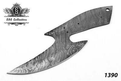 Custom Handmade Damascus Steel Hunting Blank Blade  Knife With Unique Pattern — 第 1/4 张图片