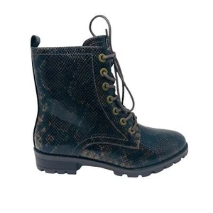 New White Mountain 8.5M Danvers Combat Boots Brown Vegan Leather Snakeskin - Picture 1 of 10