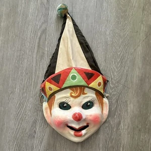 Vintage Papier-Mâché Clown Head Mask Halloween Carnival Chinese Circus Decor - Picture 1 of 10