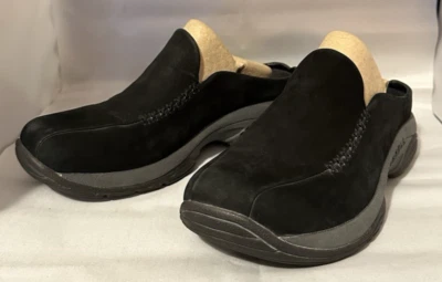 Zueco Merrell Primo Costura Mula Mujer Talla 10 Negro Nubuck Gamuza Tobogán, ¡Hermoso! Foto 1 de 4