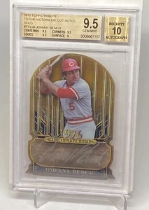 2015 Tribute Johnny Bench GOLD Die Cut HARD AUTO SP/15 BGS 9.5/10 GEM MINT POP 1 - Picture 1 of 15