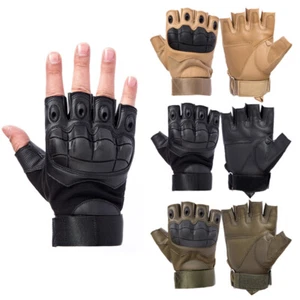 Guantes tácticos de trabajo de seguridad desgaste mecánico nudillo de goma resistente sin dedos - Imagen 1 de 15