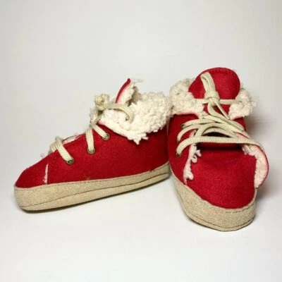 Botines Bebé Navidad 6 Meses+ de Francia Zapatos Sherpa Rojo y Beige Foto 1 de 3