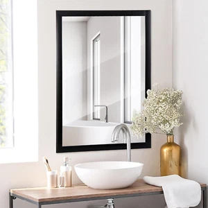 Rectangle Wall Mirror 24’’ X 36’’, Framed Black Bathroom Mirror for Wall, Hangin - Picture 1 of 8