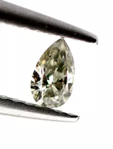 Natural Loose Diamond Silver Colorless 3 X 1 MM Brilliant Pear Cut Gem 0.051 Ct - Picture 1 of 16