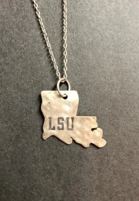 College LSU 925 Sterling Silver Louisiana W/Purple Adjustable Chain - Image 1 of 4