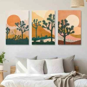 3pcs  Joshua Tree Art Print Large Bohemian Wall Art  Canvas Unframed - Picture 1 of 9