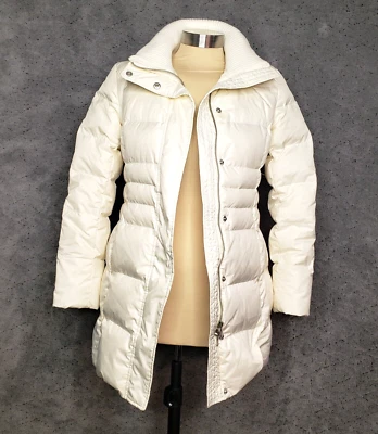 Talbots Down Puffer Jacket Womens S Petite White Full Zip Long Sleeve Quilted - Image 1 of 4