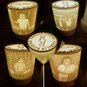 MemoryGlow Rotating Personalized/Custom 3D Printed Lithophane Accent Night Lamp - Picture 1 of 12