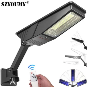 Solar Lights Outdoor With Remote Motion Sensor Wall Light with Adjustable Pole - Picture 1 of 14