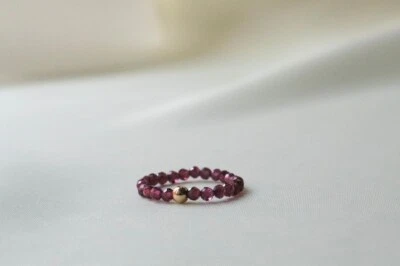 A++ Beautiful Red Garnet Faceted Round Gemstone Beads Adjustable Rings For Girls - Image 1 of 4
