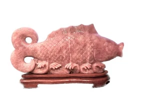 Large Chinese Carved Rose Quartz Carp - Picture 1 of 4