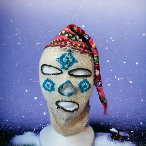 Creepy Ski Mask Robber Handmade Retro 90s Wool Weird Wonderful Halloween Visible - Picture 1 of 18