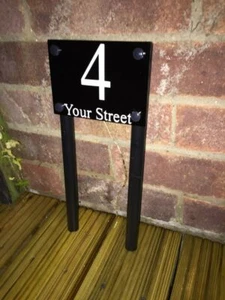 modern house number sign Personalised Garden. Lawn Path Freestanding Affect. - Picture 1 of 16