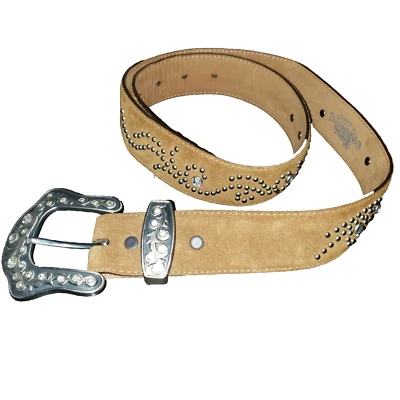 Justin C20445 желтовато-коричневый кожаный замшевый западный модный ремень запонки и стразы 34 - Изображение 1 из 4