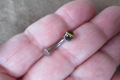 Piedra de ojo de tigre 100 % titanio Ti6Al4V ELI implante anillo vientre minimalista VCH Foto 1 de 4