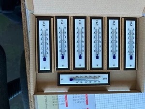 Set Thermometer, Innen, Außen, analog, Holz, Buche natur - Bild 1 von 1