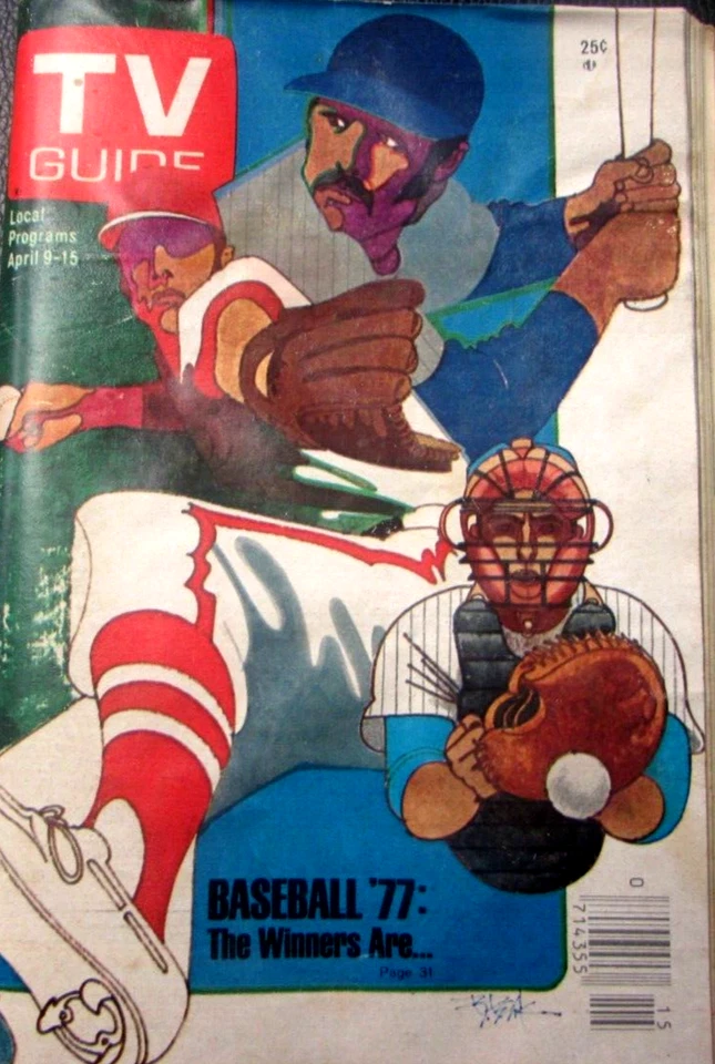 VINTAGE TV  GUIDE  APRIL 9TH.  1977   BASEBALL 77  "THE WINNERS ARE"    V. G. - Image 1 of 1