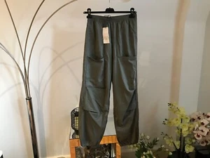 Zara Parachute Trousers khaki size XS New - Picture 1 of 4