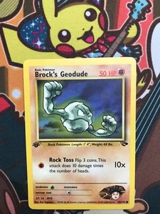 Brock's Geodude 1. Edition 68/132 Gym Challenge Pokemon Karten NM-MINT - Bild 1 von 2