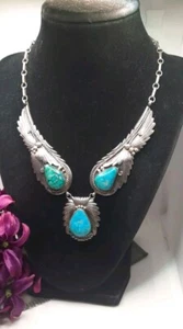 Collar colgante de plata esterlina turquesa Jim Yazzie nativo americano - Imagen 1 de 6