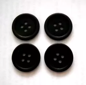 4/pcs Buttons Large Size Diameter=3/4" (20mm) Black color 4 Holes - Picture 1 of 3