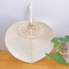 Summer Handmade Straw Fan DIY Heart-shaped Bamboo Fan